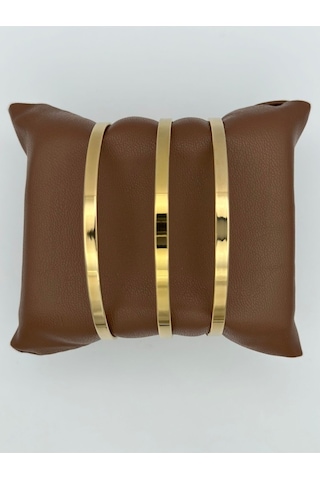 Arnes Jewelry Çelik Kalın Ajda Bilezik - 3 Adet Ar469nes Gold