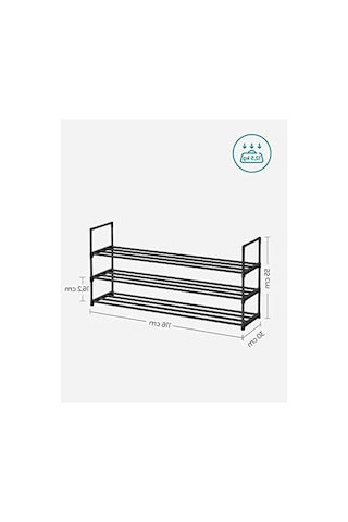Songmıcs 3 Katlı Ayakkabı Rafı, Ayakkabı Saklama Düzenleyici, Metal Saklama Rafı, 15 Ila 18 Çift Ayakkabıya Uygun, Istiflenebilir Ayakkabı Rafı, Koridor, Oturma Odası, Yatak Odası İçin, 30 X 116 X 55 Açık Ceviz