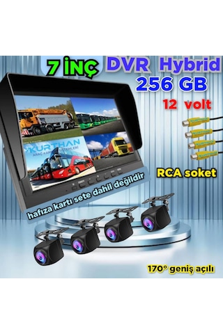 7 İnç Dvr Monitör Ve 4 Adet 170 Derece Açılı Kamera Seti 12 Volt