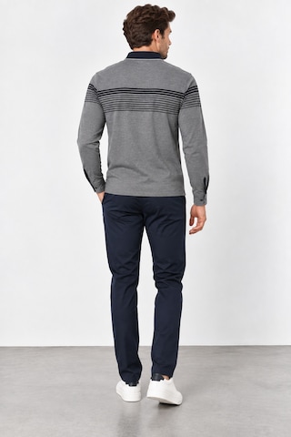 Bihan Store Erkek Polo Yaka Uzun Kollu Sweatshirt W27-248302 Siyah-gri Siyah Gri