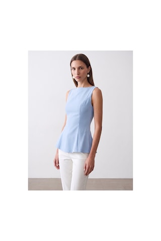 Dilvin 50281 Peplum Top-açık Mavi-16456