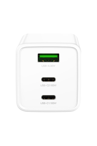 Recci Rc110e Type-c Pd & Usb-a Gan Teknolojili Qc3.0 Hızlı Ev Şarj Başlığı 100w Beyaz