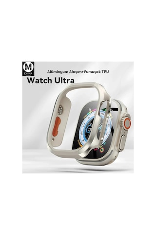 Movenchy Apple Uyumlu Watch Ultra 49mm Mo-wt3 Alüminyum Kasa Koruyucu - Gold