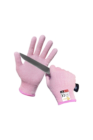 Ccgloball 3 Çift Kesilmez Eldiven, Şeffaf Silikon, Kaymaz Ve Aşınmaya Dayanıklı, Bahçe Işleri, Mutfak Pembel