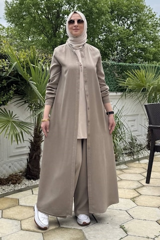 Rabia Şamlı Başak Pantolonlu Takım Vizon Normal