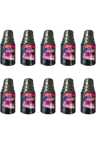 Roll-up Party Dreams Parti Davet Piknik Renkli Plastik Sert Mika Bardak - Siyah - 25'li 10 Paket Siyah