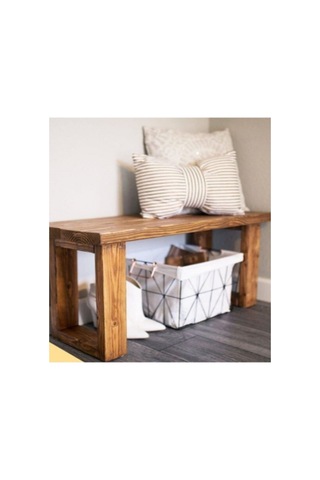 Masif Ahşap Bank & Bench Kapı Önü Antre Hol Dekoratif Oturak 120x30x H:40 Cm Ceviz