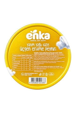 Enka Gurme Üçgen Eritme Peyniri Yarım Yağlı 6 X 15 G, 10 Lu Paket