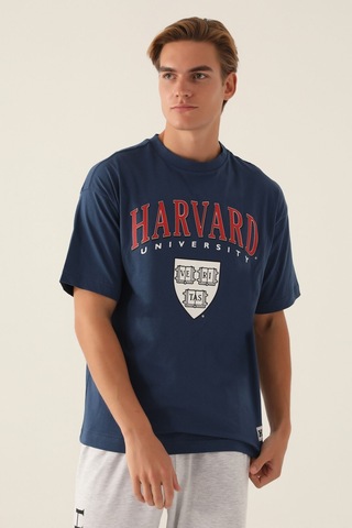 Harvard Veritas Koyu İndigo Erkek T-shirt 5274-42906 Koyu İndigo