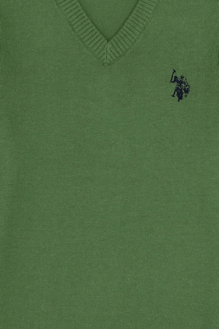 U.S. Polo Assn. Erkek Çocuk Yeşil Basic V Yaka Kazak 50294200-VR054