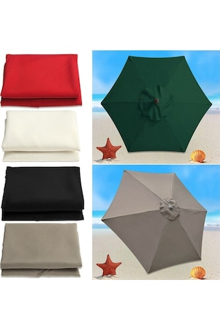 Polyester Şemsiye Yedek Kumaş Yuvarlak Bahçe Şemsiyesi Örtüsü, 3m 6 Kaburga Haki