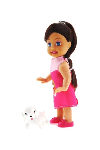 Cute Girl Köpek Figürlü Kumral Mini Bebek Nhr
