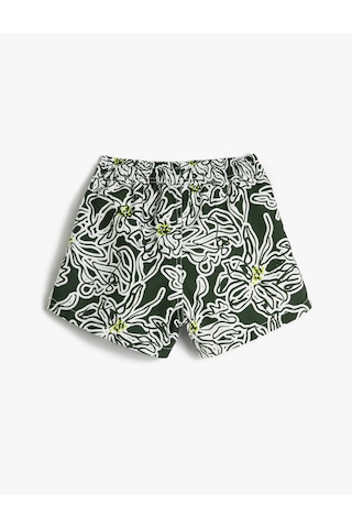 Koton Mayo Beli Bağlamalı Floral Desenli Rahat Kesim File Astarlı Haki Desenli 3skb00040bw Haki Desenli