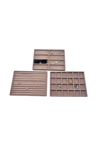 Bern Model Süet Kumaş Pembe Renk 34/24 Cm 3 Lü Takımtakı Sergileme Standı