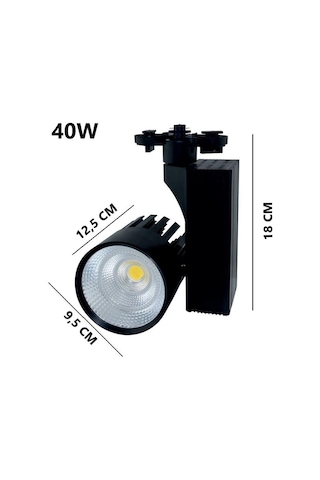 Ledli Ray Spot Siyah Kasa 40 Watt Sıcak Beyaz 4000 K