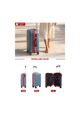 Cotpoly Home Petra Lüx Abs Kabin Boy Valiz 55 Cm Mavi Kırmızı