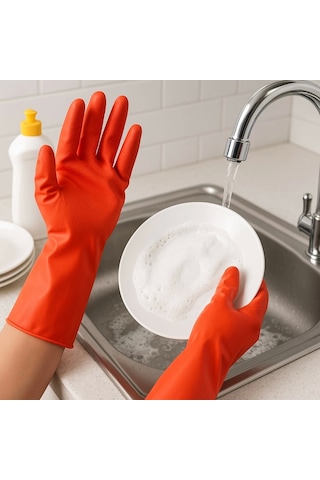 Supertrend Temizlik Eldiveni Kırmızı L 1 Çift