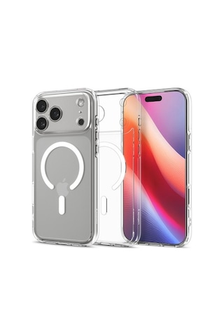 Spigen Apple iPhone 17 Pro İle Uyumlu Magsafe Kılıf Ultra Hybrid Mag Fit Sararmaya Dayanıklı Beyaz Şeffaf 1