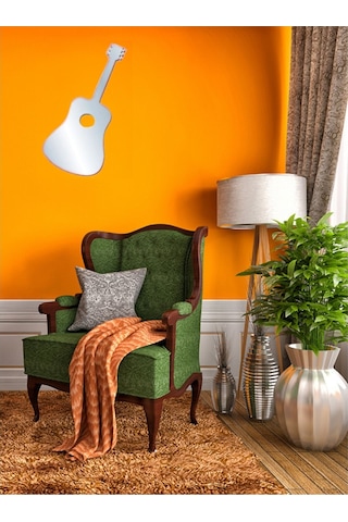 Aynalı Duvar Süsü Sticker 2 Adet Gitar Şekilli 34x15x0,6cm