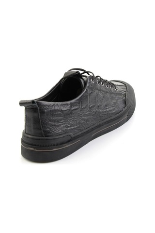 Siyah Hakiki Deri Erkek Sneaker E01900251044 Siyah