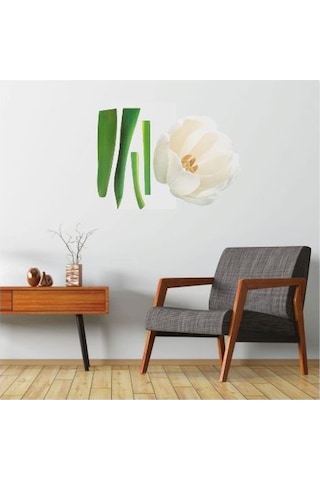 Duvar Süsü Sticker 2 Adet Çiçekli Şeffaf Filmli Pvc 70x50x0,5cm