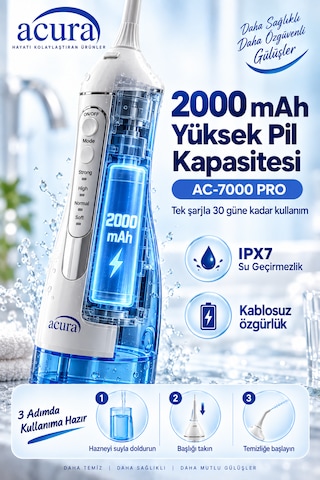 Acura Ac-7000 Pro Profesyonel Şarjlı Ağız Duşu
