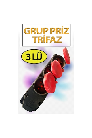 Sanayi Tip Trifaze Grup Priz Zirvesan 3 Faz Kapaklı Kauçuk