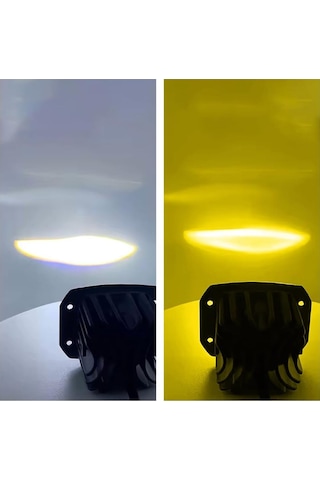 2 Adet 18w Uyumlu Çift Renk Gömme Montaj Tampon Sarı Beyaz 8 Cm 4 Modlu Off Road Led Lamba