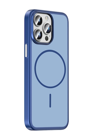 iPhone Uyumlu 14 Pro Max Kılıf Magsafe Şarj Özellikli Ultra İnce Mat Soft Lora Pc Kapak Lacivert