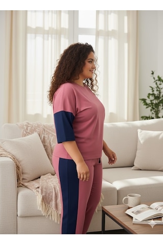 Kadın Pembe Büyük Beden Eşofman Takımı Pembe