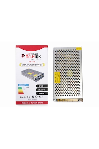 12v 20a Metal Kasa Güç Kaynağı Adaptör Ip20 240w Trafo Adaptör Led / Cctv / Elektronik