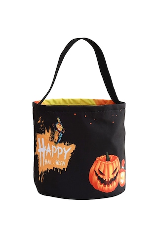 Xiyyadms Halloween Işıklı Led Sepet, 3 Işık Modu Hızlı/yavaş Yanıp-sönen/sabit , Çocuklar İçin Şeker Taşıma, Kadife Malzeme, Tekli Paket Lr44 Pil Dahil Siyah