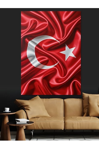Dalgalanan Türk Bayrağı Resmi Dekoratif Kanvas - Mdf Ahşap Tablo