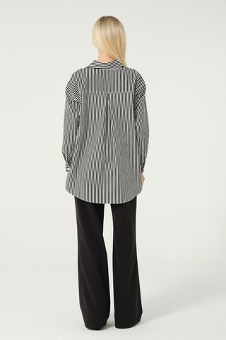 Basic Oversize Çizgili Gömlek Hipnotize Çok Renkli