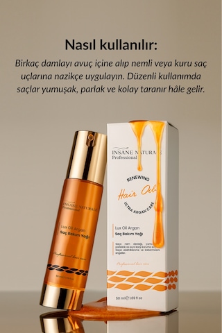 Insane Naturale Lux Oil Argan Saç Bakım Yağı 50 ML