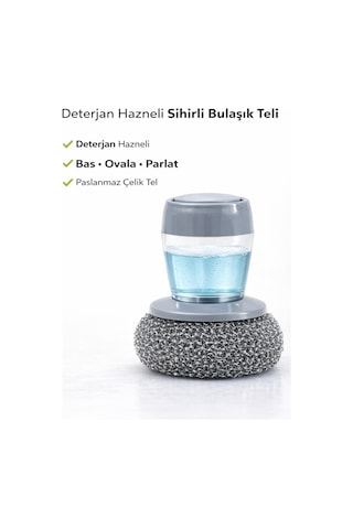 Deterjan Hazneli Sihirli Bulaşık Teli Paslanmaz Pratik Temizleme Ve Ovma Teli