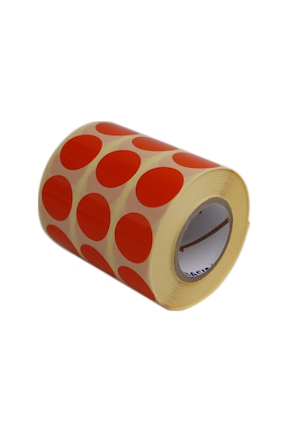 Renkli Kuşe Rulo Çap Etiketi 25mm X 25mm 2500 Adet Yan Yana 3 Lü