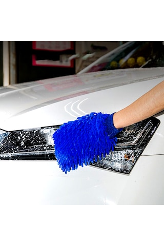 Mikrofiber Oto Yıkama Ve Temizlik Eldiveni Makarna Desenli