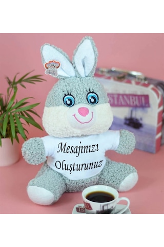 25 Cm Sevimli Peluş Tavşan Tişörtlü