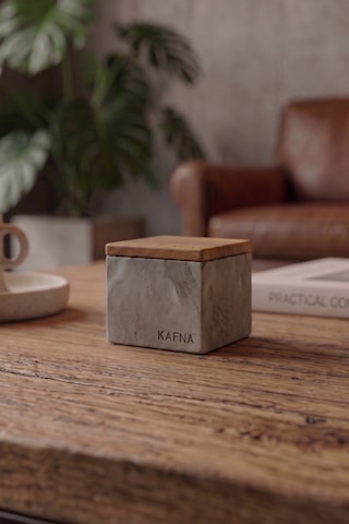 Kafna Küçük Boy Beton Mum Doğal Ahşap Kapaklı Minimalist Dekor Mum Diğer