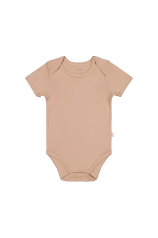 Civil Baby Düz Renkli Kısa Kol Çıtçıtlı Badi - Kahverengi 0-1 Ay Sütlü Kahve