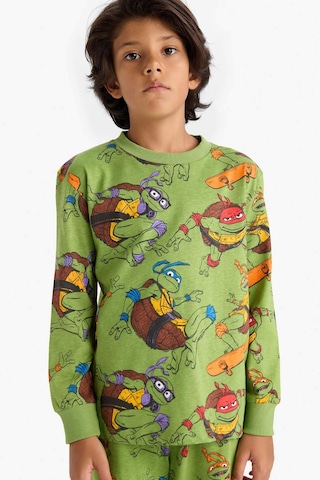 Defacto Erkek Çocuk Teenage Mutant Ninja Turtles:mutant Mayhem Pijama Takımı Uzun Kollu Üst Uzun Alt F3407a825augn75 Yeşil