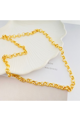 Doç Zincir Kalın Kolye Pirinç Gold 45+5cm Gold