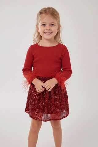 My Kids Wear Kız Çocuk Bayramlık Payet Etekli Takım 12536 Bej - Ekru