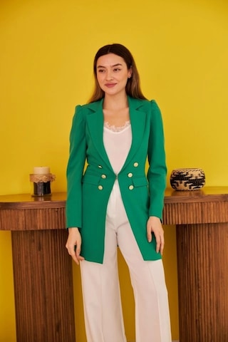 Defymoda Yeşil Blazer Düğmeli Ceket Yeşil