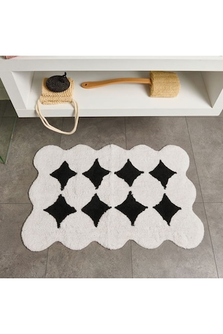 Evidea Soft Elegant Curves Tufting Banyo Paspası - Siyah - 60x90 Cm Siyah