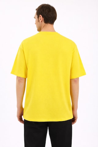 Unisex Oversize Sarı Original Baskılı Tişört %100 Pamuk Minimal Logo Salaş Günlük T-shirt Sarı