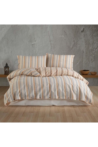 Clasy Butik Native Serisi Çift Kişilik Nevresim Takımı Velena V1 Somon