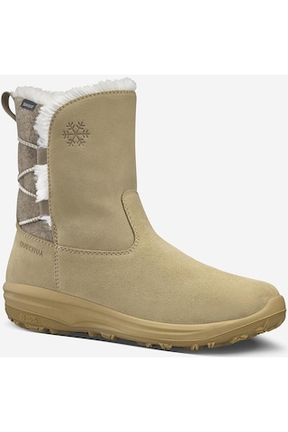 Decathlon Kadın Su Geçirmez Outdoor Deri Kar Botu - Bej - Sh500 Kum