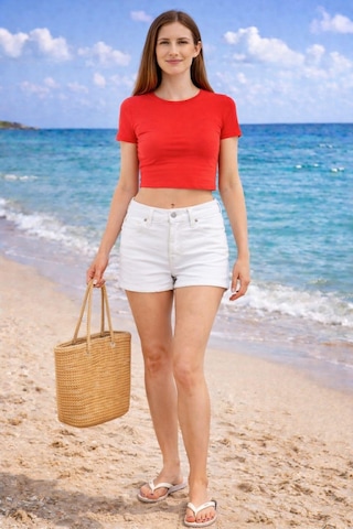 Alexandergardi Alexandergardı Kısa Kollu Crop T-shirt Kırmızı